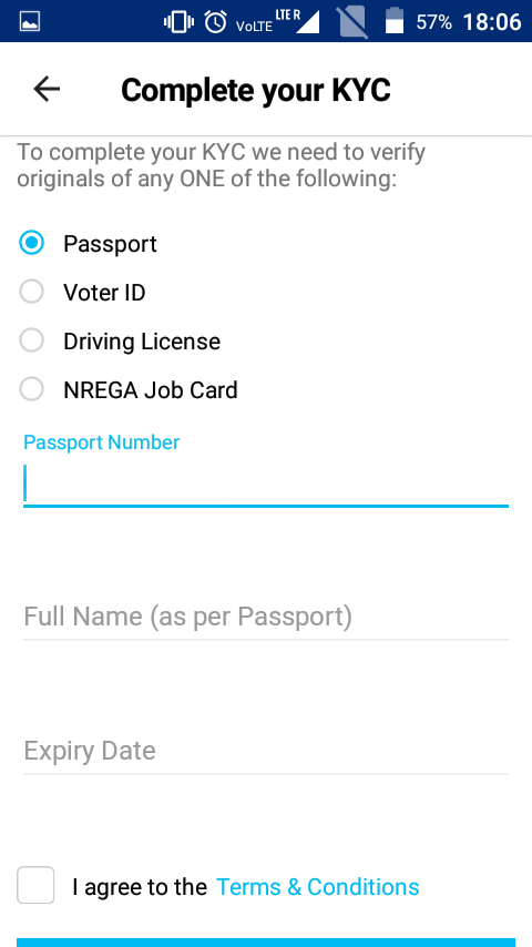 filing KYC with another options as shown