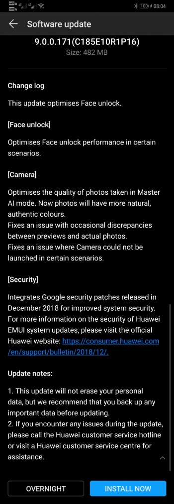 Camera and Face Unlock Now Improved Huawei Mate 20 Pro receives an Update