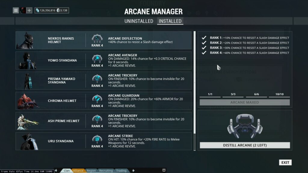 Warframe Arcanes