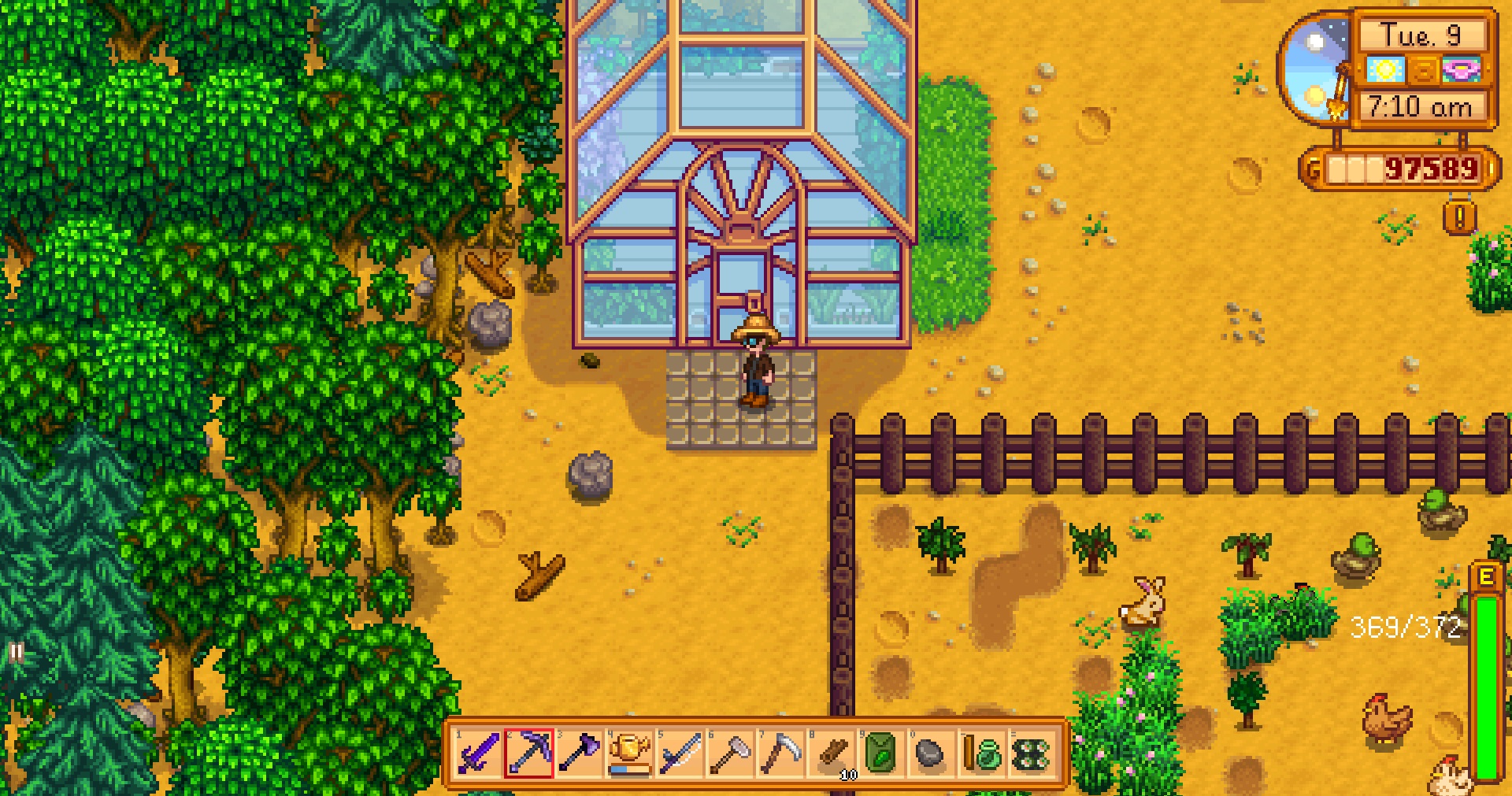 stardew valley greenhouse layout with trees