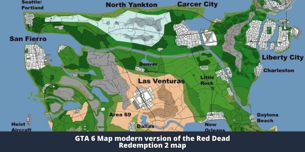 GTA 6 Map modern version of the Red Dead Redemption 2 map
