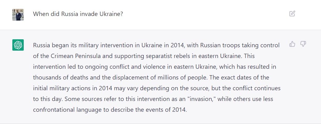 When did Russia invade Ukraine?