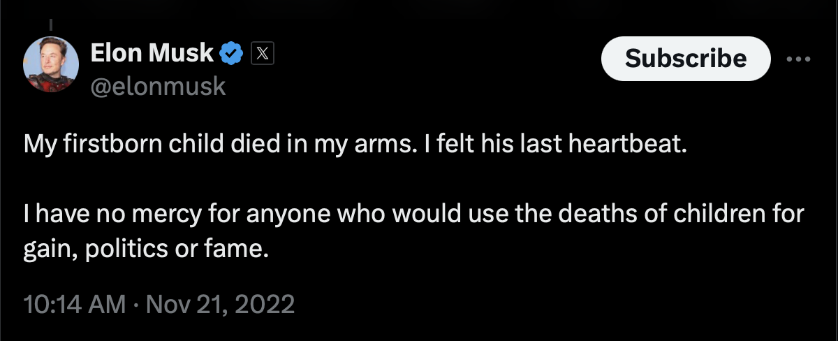 Elon shares his experience in a tweet