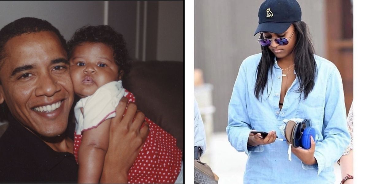 Sasha Obama then and now
