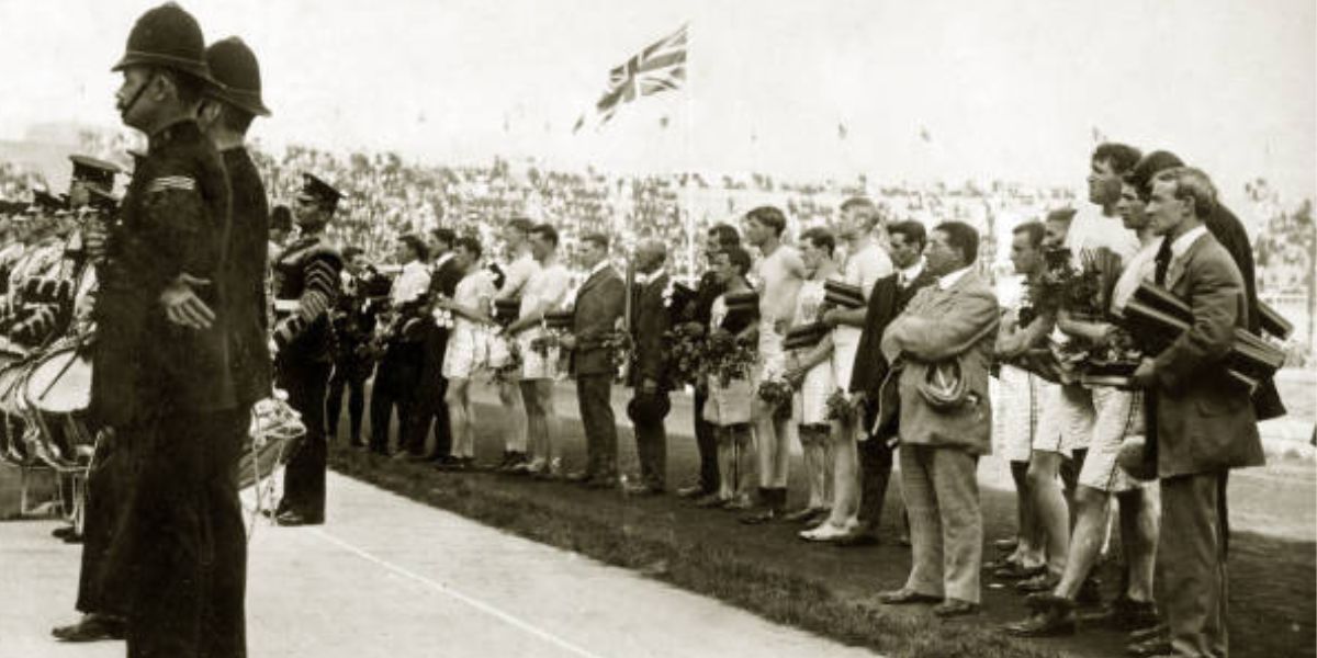 Athletes Line Up for the Medal Ceremony