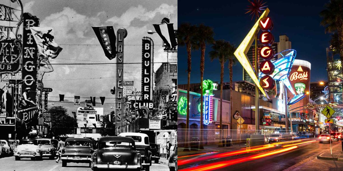 Las Vegas Strip then and now
