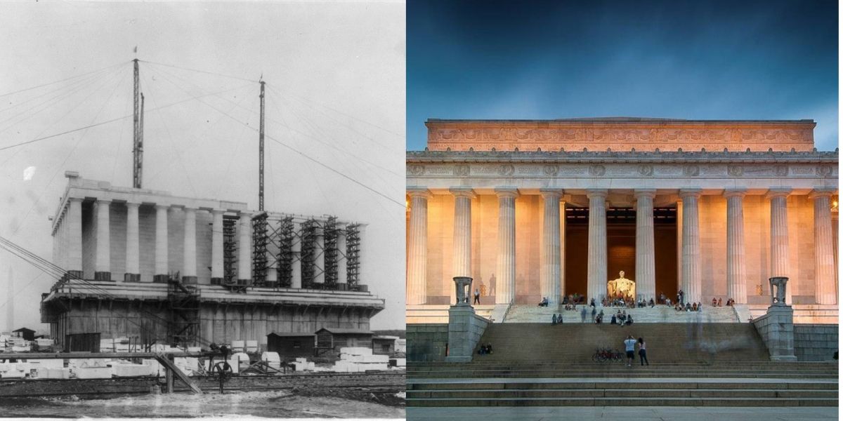 Lincoln Memorial then and now
