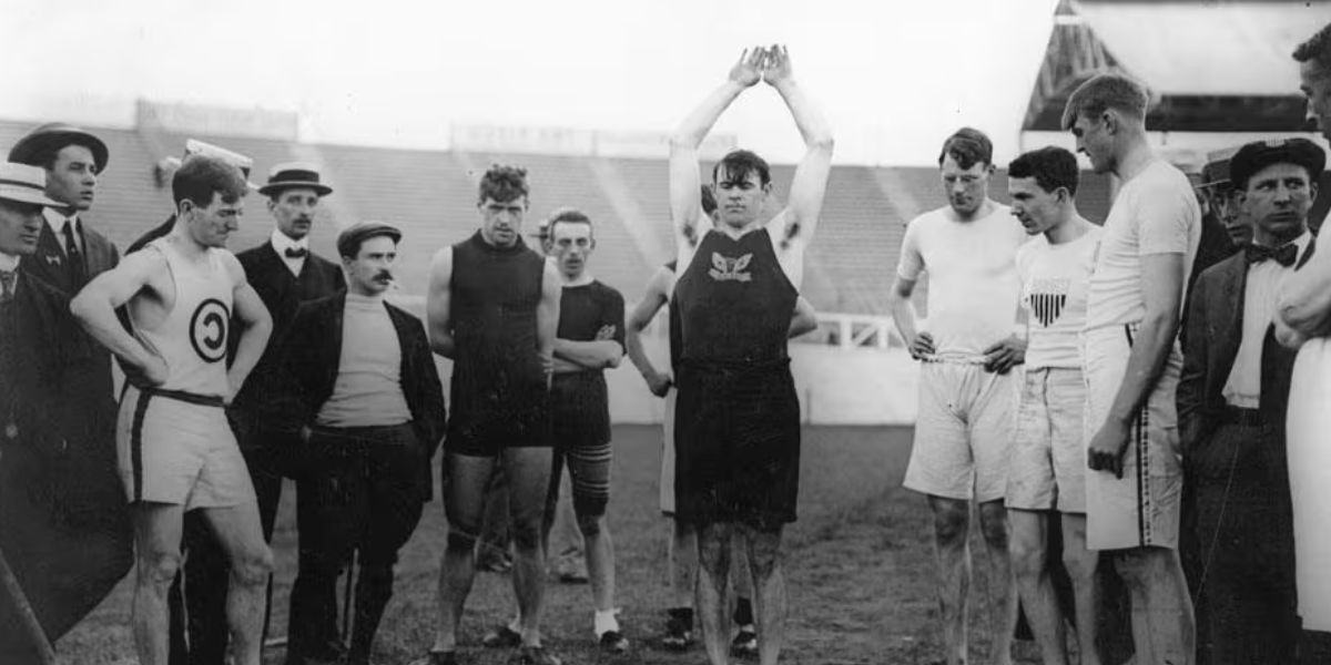 Martin Sheridan Preparing for Long Jump
