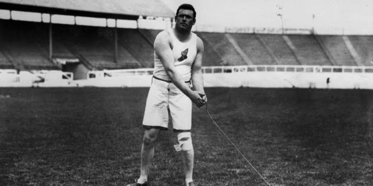 Matthew McGrath of USA Throws Hammer at the 1908 Olympics