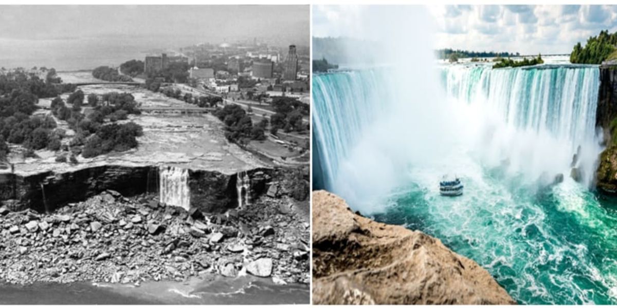 Niagara Falls then vs now