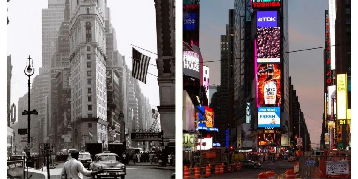 Times Square then and now