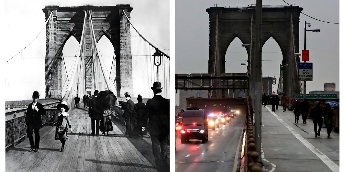 brooklyn bridge nyc then and now